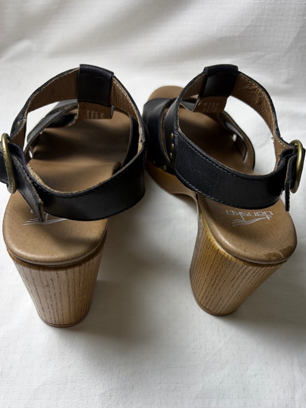 Dansko Daniela Black Leather Wedge Sandals Size 39 - Picture 6 of 10